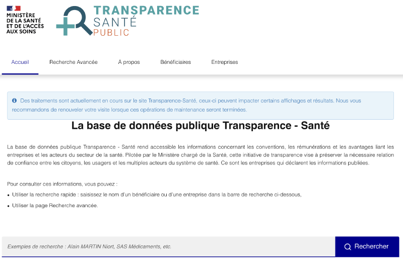 La base Transparence Santé est publique